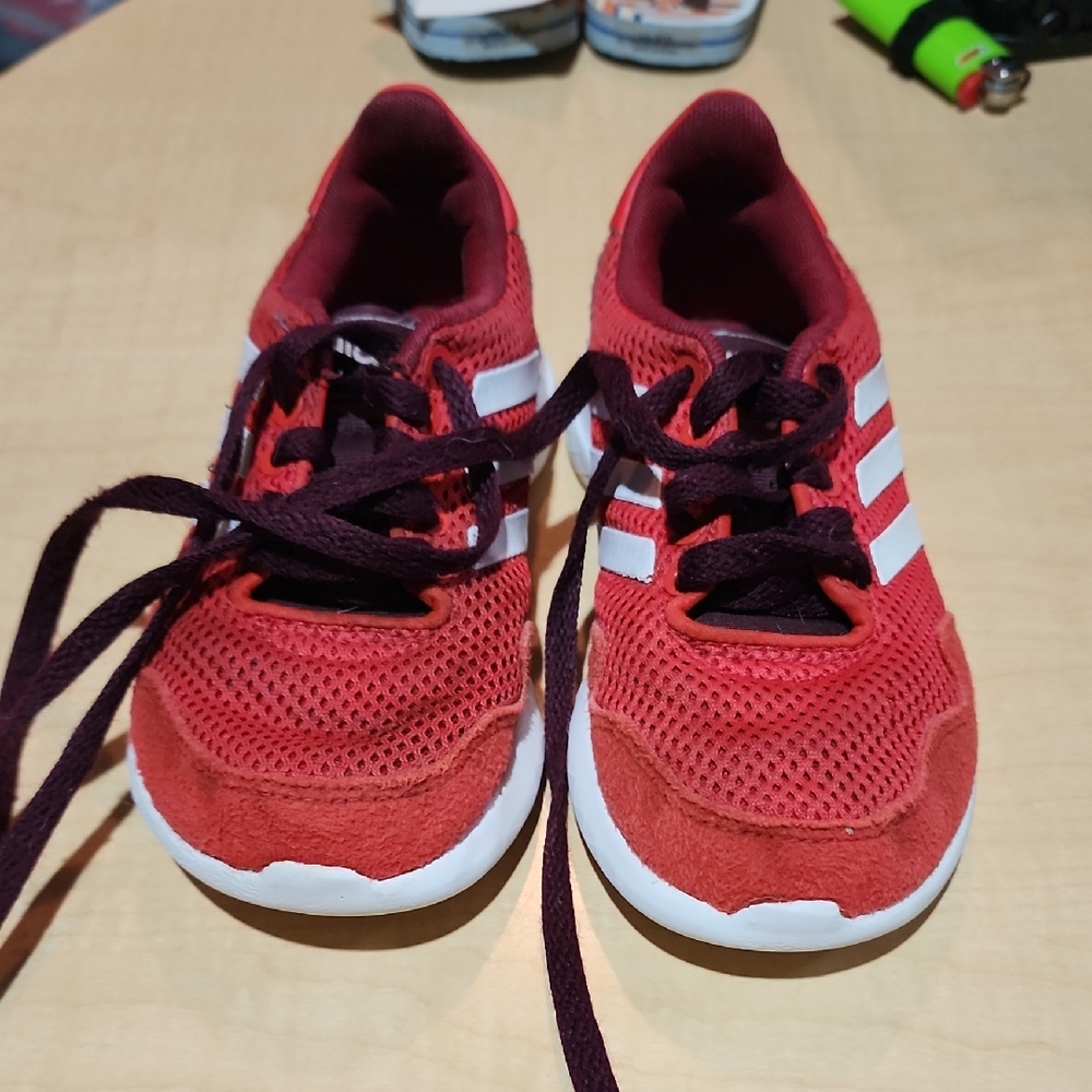Adidas Kids Red and White Sneakers